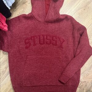 Stussy Women's Burgundy Hoodie Sweater